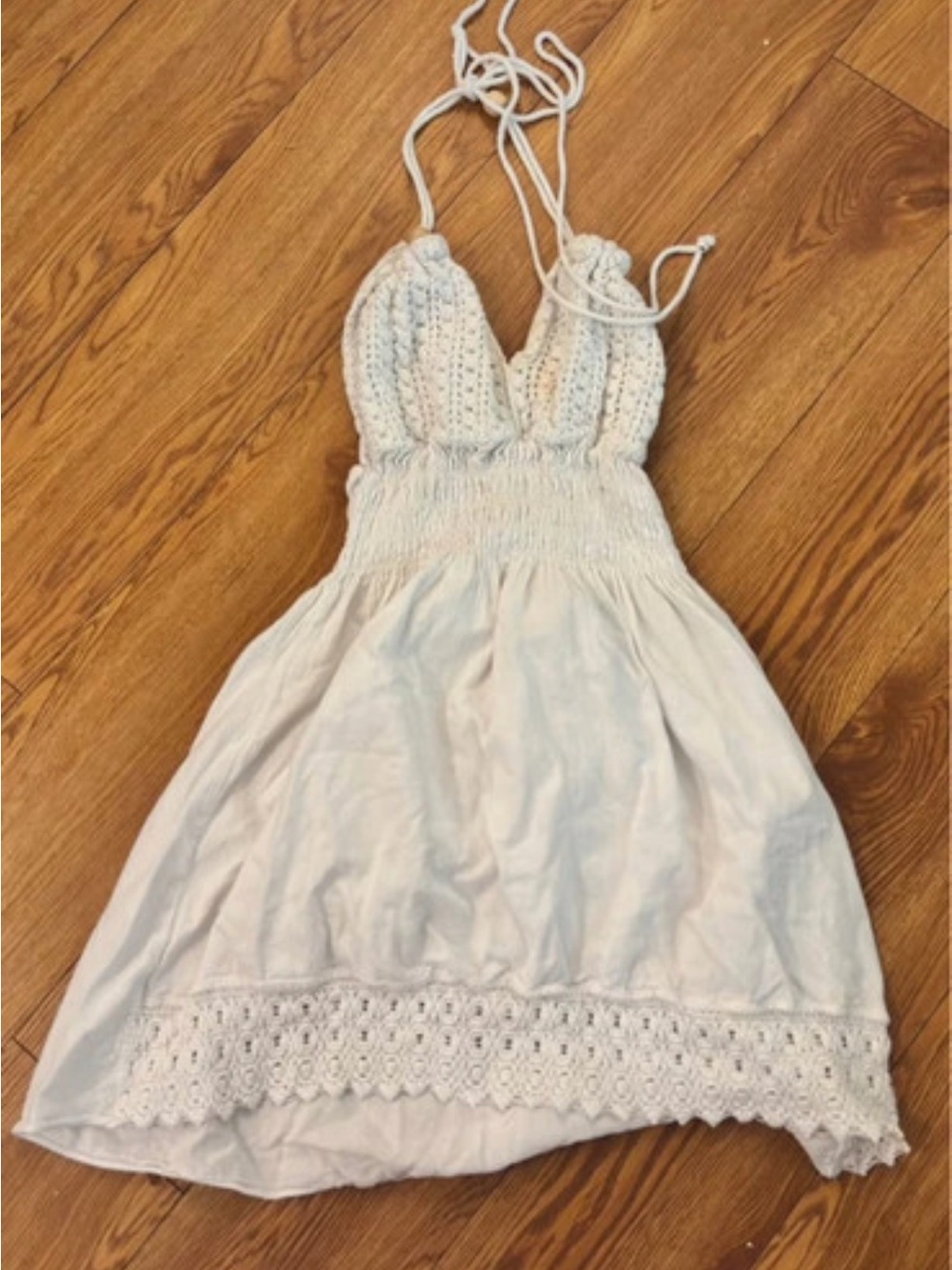 Light Blue Crochet-Top Summer Dress - Women